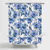 Asian Style Watercolor Flowers Shower Curtain - Blue