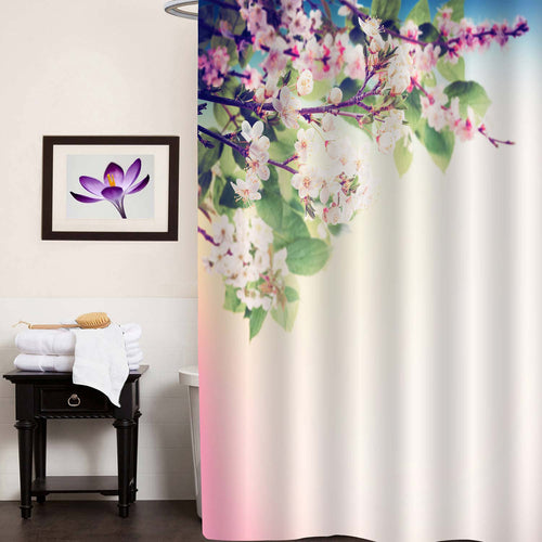 Spring Cherry Flower Tree Branches Shower Curtain - Pink