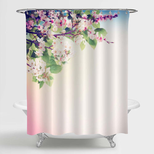 Spring Cherry Flower Tree Branches Shower Curtain - Pink