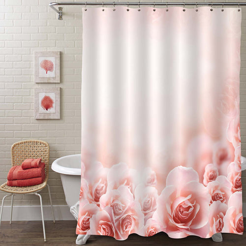 Blossoming Rose Flowers Shower Curtain - Peach