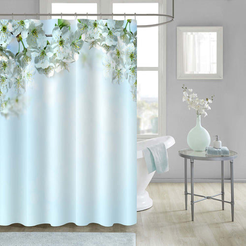 Blooming Cherry Blossoms Shower Curtain - Aqua