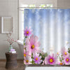 Daisy Flowers and Blue Sky with Cloud Shower Curtain - Pink Blue