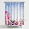 Daisy Flowers and Blue Sky with Cloud Shower Curtain - Pink Blue