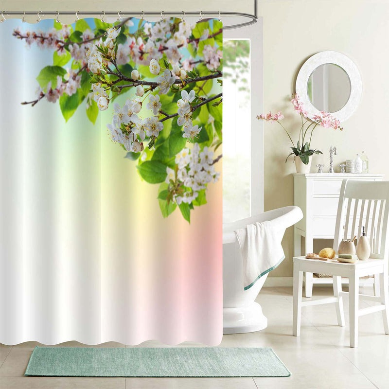 Flowering Tree Branches Shower Curtain - Green