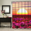 Flowers Field at Sunset Shower Curtain - Red Gold