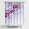 Spring Cherry Tree Flowers Shower Curtain - Pink Blue