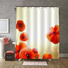 Poppy Flowers Shower Curtain - Red Gold