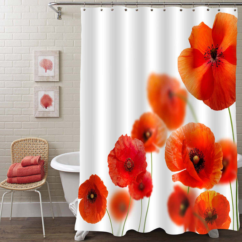 Poppy Flowers Shower Curtain - Red