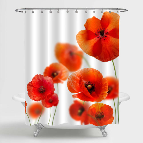 Poppy Flowers Shower Curtain - Red