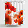 Corn Poppy Flowers Papaver Rhoeas in Spring Shower Curtain - Red