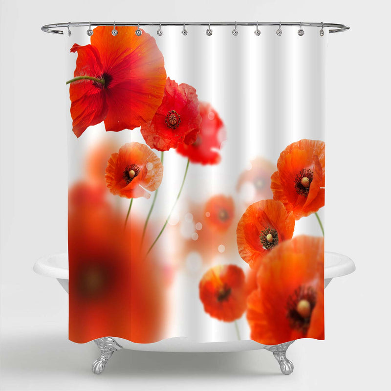 Corn Poppy Flowers Papaver Rhoeas in Spring Shower Curtain - Red
