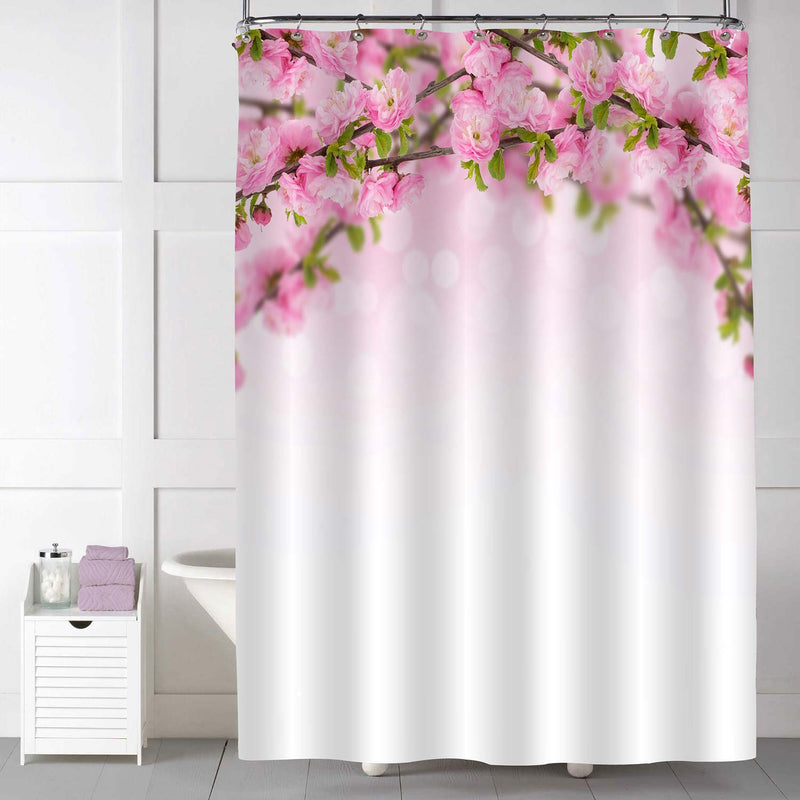 Blossoming Sakura Cherry Tree Flowers Shower Curtain - Pink