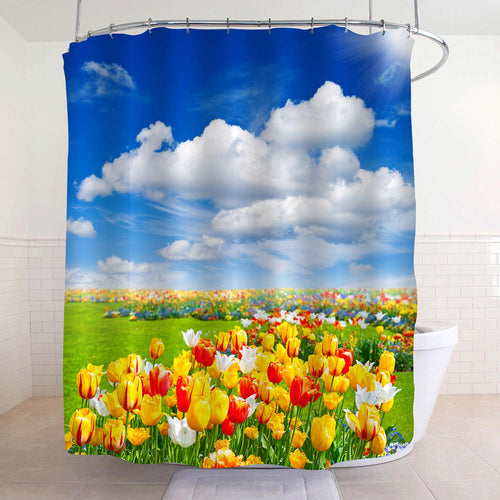 Tulip Flowers Field Shower Curtain - Multicolor