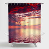 Dramatic Cloudy Sunrise Seascape with Flyring Birds Shower Curtain - Hot Pink