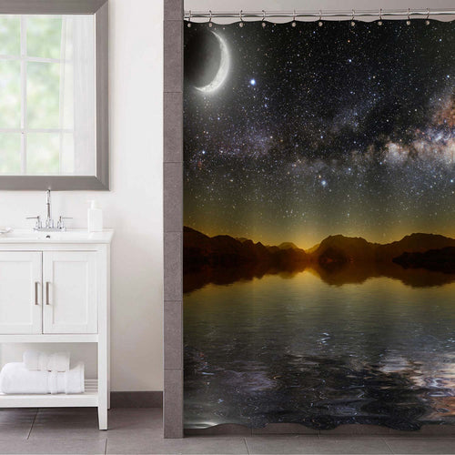 Lake and Mountain Scenic Shower Curtain - Dark Grey