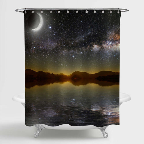 Lake and Mountain Scenic Shower Curtain - Dark Grey