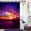 Birds Silhouettes Flying Sunset Sky Go Home Shower Curtain - Purple Red