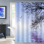 Bright Frosty Winter Day Lake Scene Shower Curtain - Light Purple