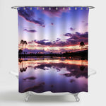 Coconut Tree Stand Near the Pond Shore Shower Curtain - Purple
