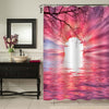 Tree Silhouettes at Sunset Shower Curtain - Hot Pink