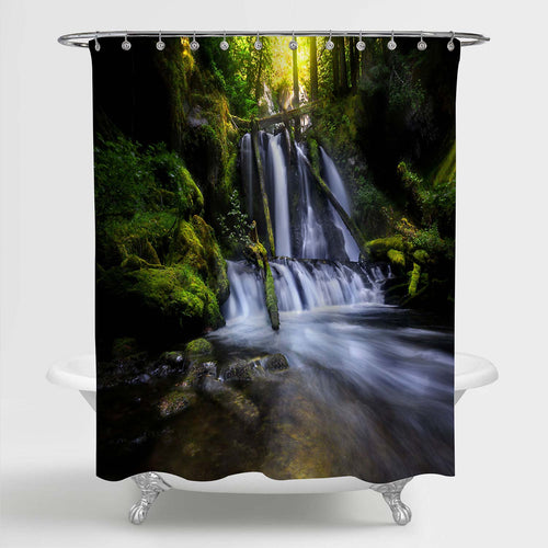 Rainforest Waterfall Shower Curtain - Green