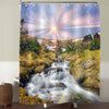 Stormy Clean Waterfall Stream Flowing on the Wild Mountain Slopes Shower Curtain - Yellow