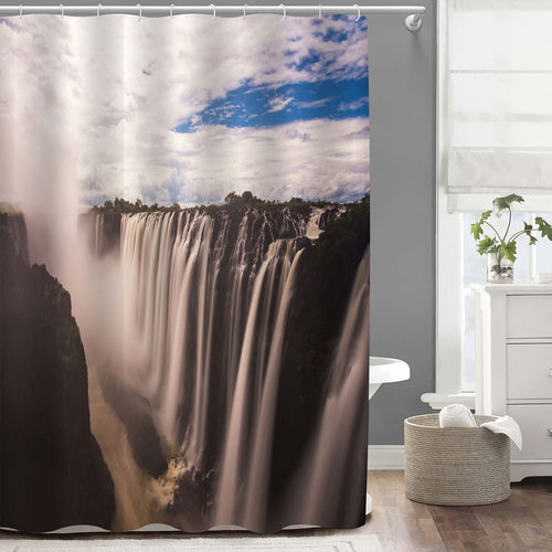 Thundering Sound from Victoria Waterfall Shower Curtain - Dark Grey