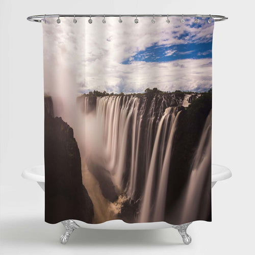 Thundering Sound from Victoria Waterfall Shower Curtain - Dark Grey