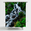 Paradise Mountain River in Tropical Rain Forest Shower Curtain - Green