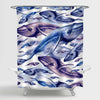 Realistic Watercolor Drawn Whale Shower Curtain - Blue