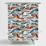 Watercolor Whales Shower Curtain - Blue Brown
