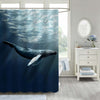 Humpback Whales Free Diving in the Blue Pacific Shower Curtain - Dark Blue