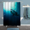 Great White Shark Swimming Underwater with Light Rays Shower Curtain - Blue