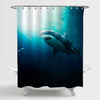 Great White Shark Swimming Underwater with Light Rays Shower Curtain - Blue