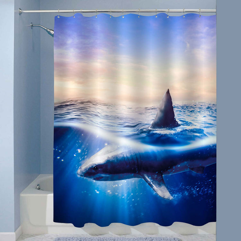 Caribbean Reef Shark at the Surface Shower Curtain - Blue