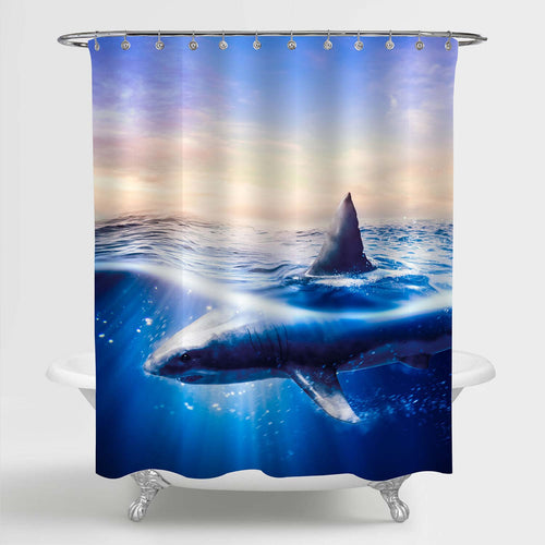 Caribbean Reef Shark at the Surface Shower Curtain - Blue