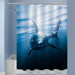 Oceanic Whitetip Shark Looking at You Shower Curtain - Blue
