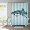 Great White Shark Cruises Through the Clear Waters Shower Curtain - Grey Green