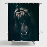 Portrait of A Snarling African Lion Shower Curtain - Black