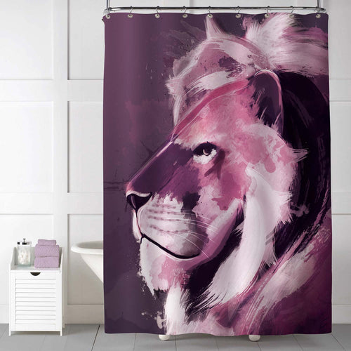 Watercolor Majestic King of Beats Shower Curtain - Purple