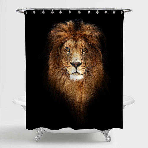 Face of an King Lion Shower Curtain - Gold Black