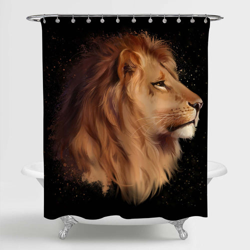 Lion Head Shower Curtain - Gold Black