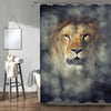 Close Male Lion in Smoke Shower Curtain - Gold Grey