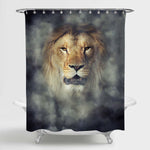 Close Male Lion in Smoke Shower Curtain - Gold Grey