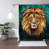Lion Looking at You Shower Curtain - Gold Green