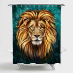 Lion Looking at You Shower Curtain - Gold Green