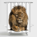 Lying Crossing Paws Lion Shower Curtain - Gold