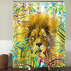 King Lion Resting in the Tropical Exotic Forest Shower Curtain - Gold Green