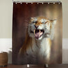 Roaring Tiger with Saber Tooth Shower Curtain - Gold
