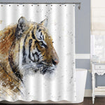 Amur Tiger in Winter Shower Curtain - Gold